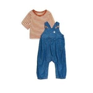 NWT Easy Peasy Baby Boy 2 pc. Overalls and T-Shirt Set, 12 & 18 Months